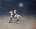 Dream landscape with horse and rider passing through 2022 by Angie de Latour