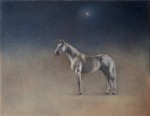 Dream landscape with horse stopping to listen 2022 by Angie de Latour